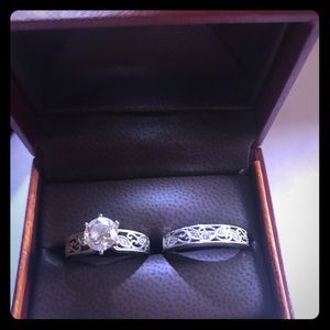 Simon G Sterling Silver Ring Set. CZ diamond